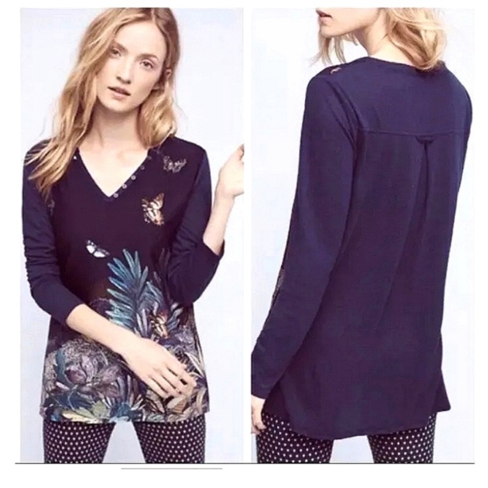 Anthropolog Akemi + Kin Fauna Butterfly Tunic Top Size Small